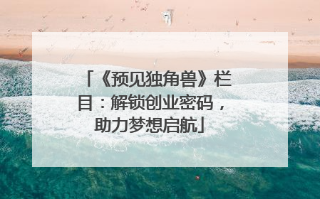 《预见独角兽》栏目：解锁创业密码，助力梦想启航