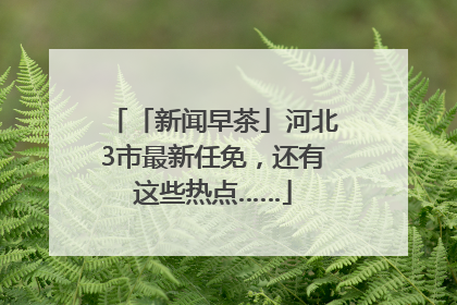 「新闻早茶」河北3市最新任免，还有这些热点……