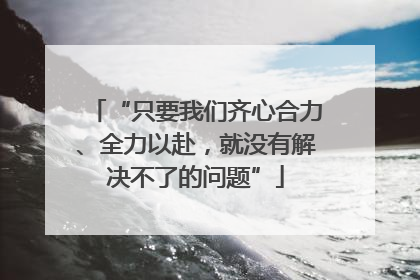 “只要我们齐心合力、全力以赴，就没有解决不了的问题”