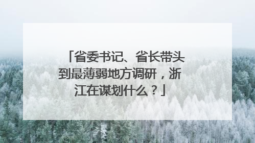 省委书记、省长带头到最薄弱地方调研，浙江在谋划什么？
