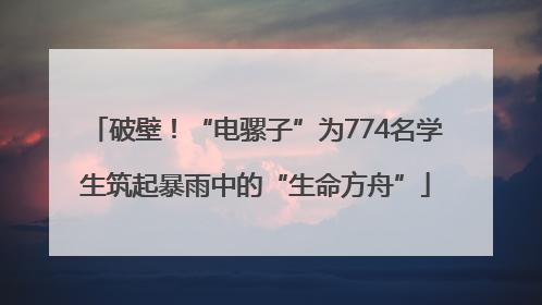 破壁！“电骡子”为774名学生筑起暴雨中的“生命方舟”