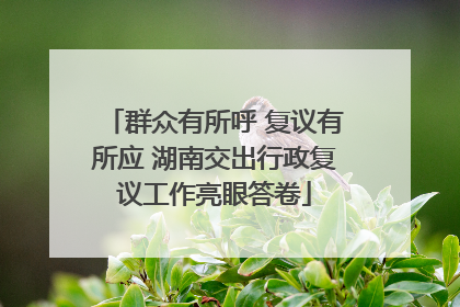 群众有所呼 复议有所应 湖南交出行政复议工作亮眼答卷