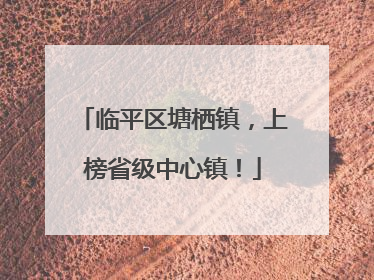 临平区塘栖镇，上榜省级中心镇！