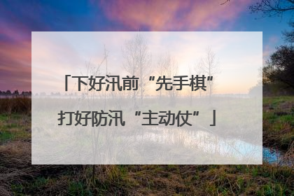下好汛前“先手棋” 打好防汛“主动仗”
