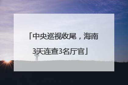 中央巡视收尾，海南3天连查3名厅官