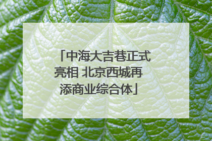 中海大吉巷正式亮相 北京西城再添商业综合体