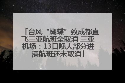 台风“蝴蝶”致成都直飞三亚航班全取消 三亚机场：13日晚大部分进港航班还未取消