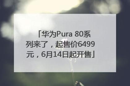 华为Pura 80系列来了，起售价6499元，6月14日起开售