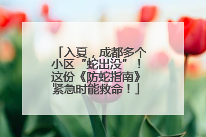 入夏，成都多个小区“蛇出没”！这份《防蛇指南》紧急时能救命！