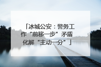 冰城公安：警务工作“前移一步”矛盾化解“主动一分”