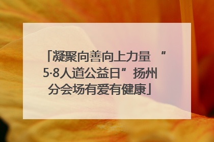 凝聚向善向上力量 “5·8人道公益日”扬州分会场有爱有健康