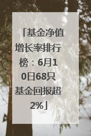 基金净值增长率排行榜：6月10日68只基金回报超2%