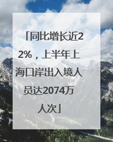 同比增长近22%，上半年上海口岸出入境人员达2074万人次