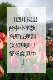 四川拟出台中小学教育惩戒规则实施细则！征求意见中
