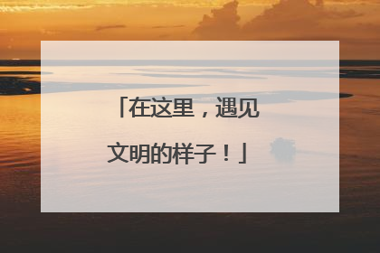 在这里，遇见文明的样子！