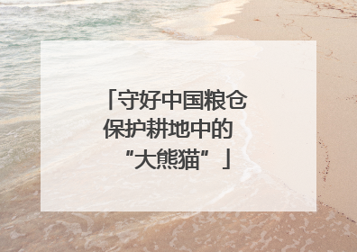 守好中国粮仓 保护耕地中的“大熊猫”