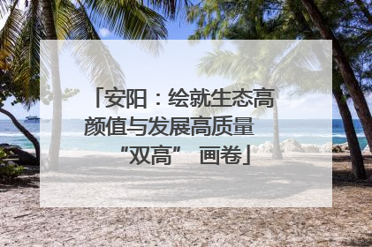 安阳：绘就生态高颜值与发展高质量 “双高” 画卷