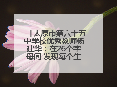 太原市第六十五中学校优秀教师杨建华：在26个字母间 发现每个生命的独特光芒