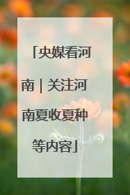 央媒看河南｜关注河南夏收夏种等内容