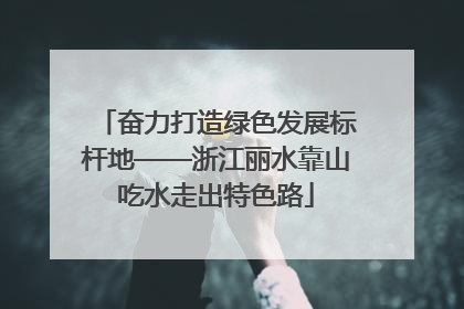 奋力打造绿色发展标杆地——浙江丽水靠山吃水走出特色路