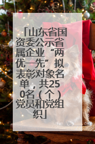 山东省国资委公示省属企业“两优一先”拟表彰对象名单，共250名（个）党员和党组织