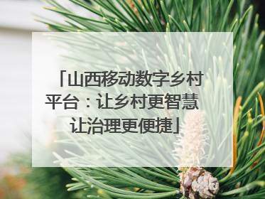 山西移动数字乡村平台：让乡村更智慧 让治理更便捷