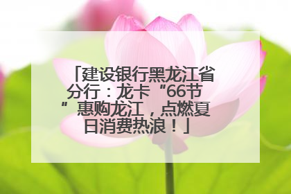 建设银行黑龙江省分行：龙卡“66节”惠购龙江，点燃夏日消费热浪！