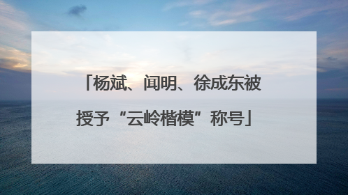 杨斌、闻明、徐成东被授予“云岭楷模”称号