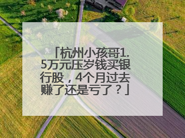 杭州小孩哥1.5万元压岁钱买银行股，4个月过去赚了还是亏了？