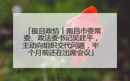 极目政情丨南昌市委常委、政法委书记吴建平，主动向组织交代问题，半个月前还在出席会议