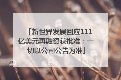 新世界发展回应111亿美元再融资获批准：一切以公司公告为准