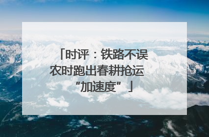时评：铁路不误农时跑出春耕抢运“加速度”