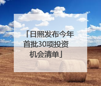 日照发布今年首批30项投资机会清单