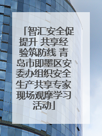 智汇安全促提升 共享经验筑防线 青岛市即墨区安委办组织安全生产共享专家现场观摩学习活动