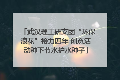 武汉理工研支团“环保浪花”接力四年 创意活动种下节水护水种子