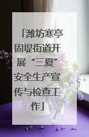 潍坊寒亭固堤街道开展“三夏”安全生产宣传与检查工作