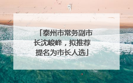 泰州市常务副市长沈峻峰，拟推荐提名为市长人选