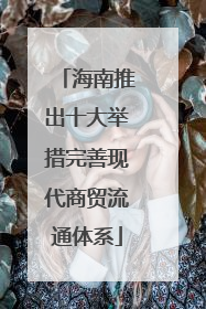 海南推出十大举措完善现代商贸流通体系