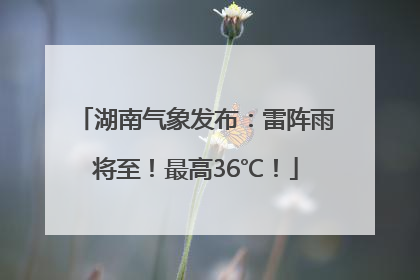 湖南气象发布：雷阵雨将至！最高36℃！