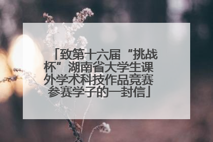 致第十六届“挑战杯”湖南省大学生课外学术科技作品竞赛参赛学子的一封信