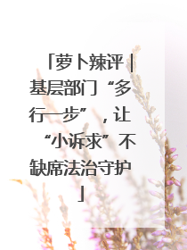萝卜辣评｜基层部门“多行一步”，让“小诉求”不缺席法治守护