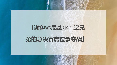 谢伊vs尼基尔：堂兄弟的总决赛席位争夺战