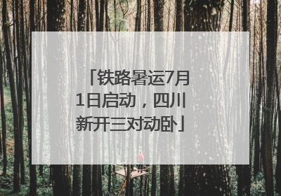 铁路暑运7月1日启动，四川新开三对动卧