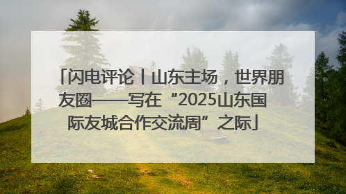 闪电评论丨山东主场，世界朋友圈——写在“2025山东国际友城合作交流周”之际