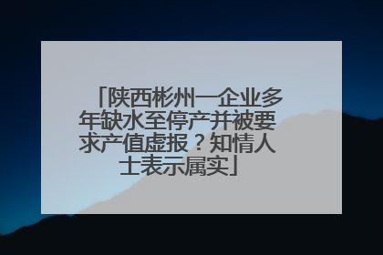 陕西彬州一企业多年缺水至停产并被要求产值虚报？知情人士表示属实