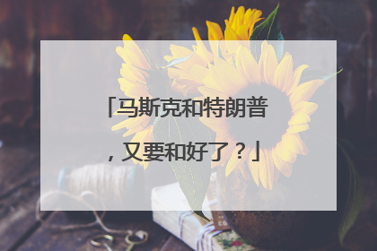 马斯克和特朗普，又要和好了？