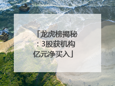 龙虎榜揭秘：3股获机构亿元净买入