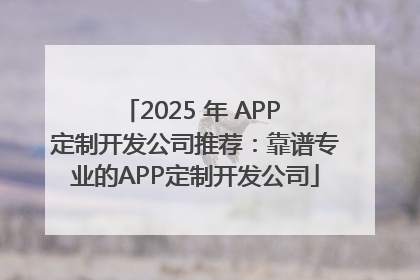 2025 年 APP 定制开发公司推荐：靠谱专业的APP定制开发公司
