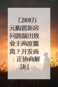 269万元购置新房问题频出致业主两度搬离？开发商：正协商解决